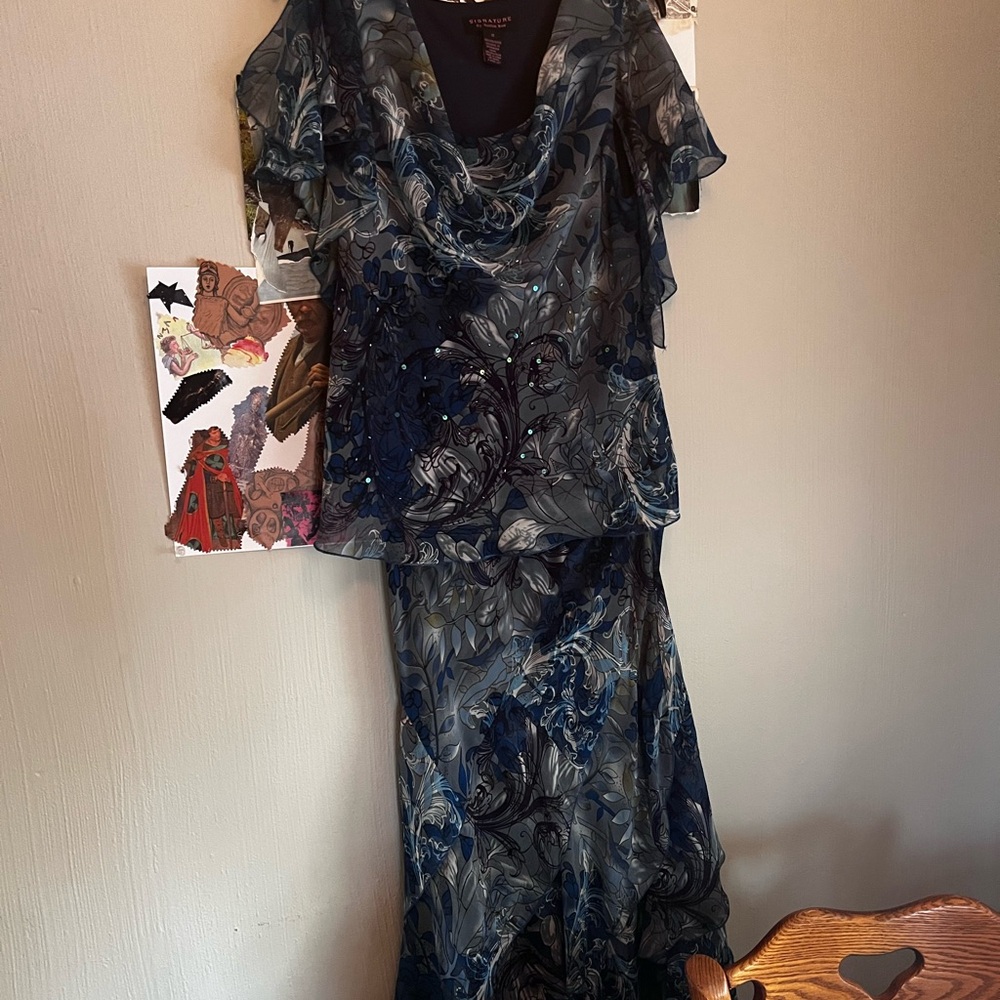 Robbie Bee Signature Blue and Black Dress